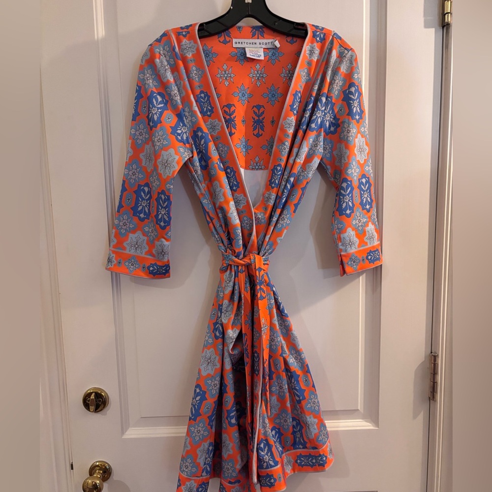 Vibrant Orange and Blue Patterned Dress